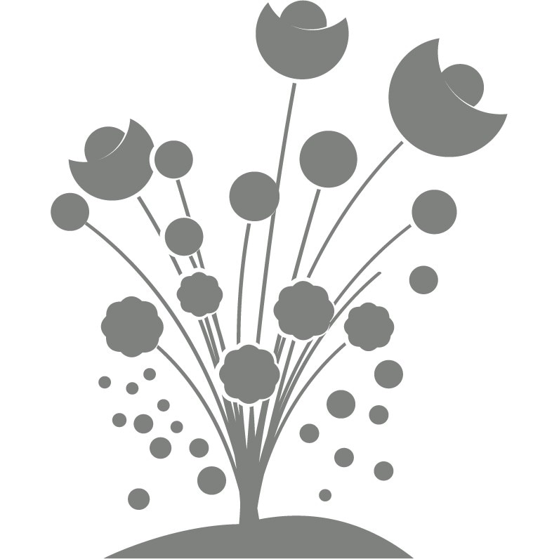 Buchet Lalele - Sticker Decorativ - Gri Metal - 83 x 68 cm