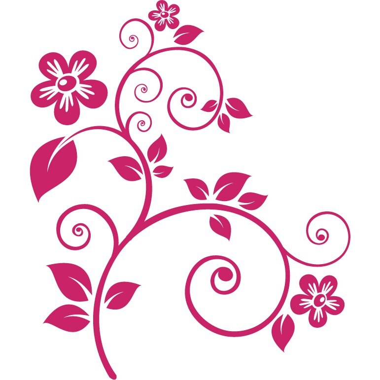 Frunze si flori - Sticker Decorativ - Magenta - 110 x 130 cm