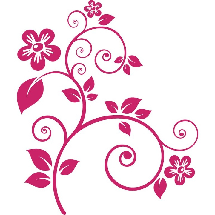 Frunze si flori - Sticker Decorativ - Magenta - 83 x 98 cm