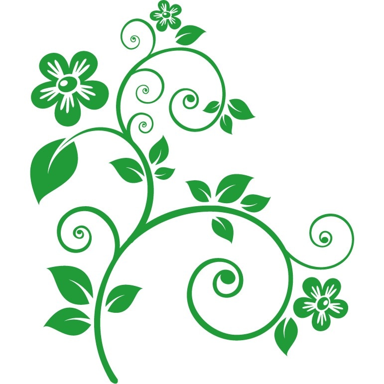 Frunze si flori - Sticker Decorativ - Verde - 83 x 98 cm