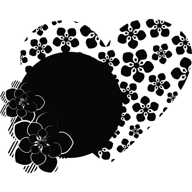 The flower of love - Sticker Decorativ - Negru - 110 x 88 cm