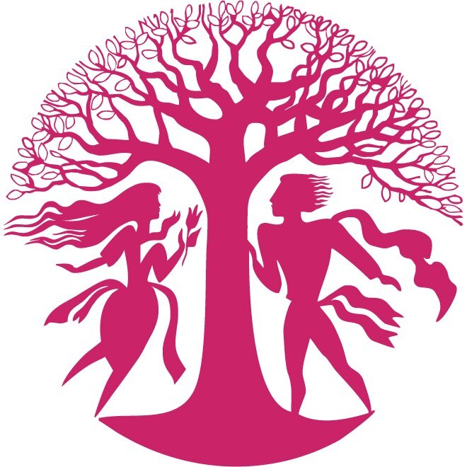 Adam si Eva - Sticker Decorativ - Magenta - 110 x 111 cm