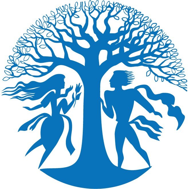 Adam si Eva - Sticker Decorativ - Albastru - 110 x 111 cm