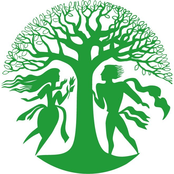 Adam si Eva - Sticker Decorativ - Verde - 110 x 111 cm