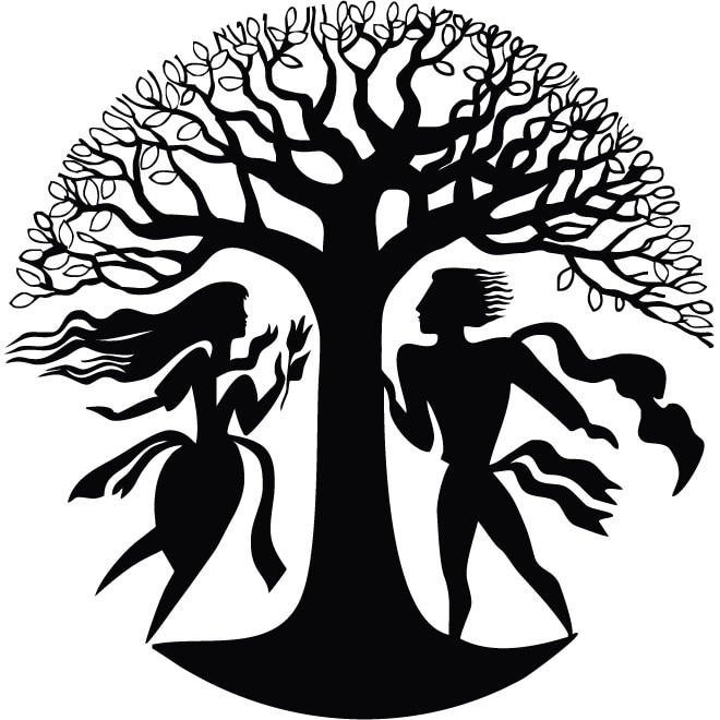 Adam si Eva - Sticker Decorativ - Negru - 110 x 111 cm