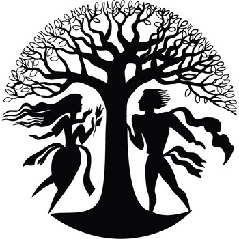 Adam si Eva - Sticker Decorativ - Negru - 110 x 111 cm Adam si Eva - Sticker Decorativ - Negru - 110 x 111 cm