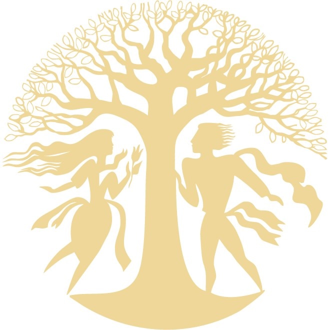 Adam si Eva - Sticker Decorativ - Bej - 110 x 111 cm