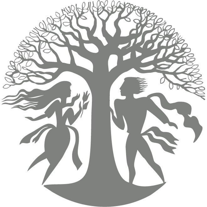 Adam si Eva - Sticker Decorativ - Gri Metal - 83 x 83 cm