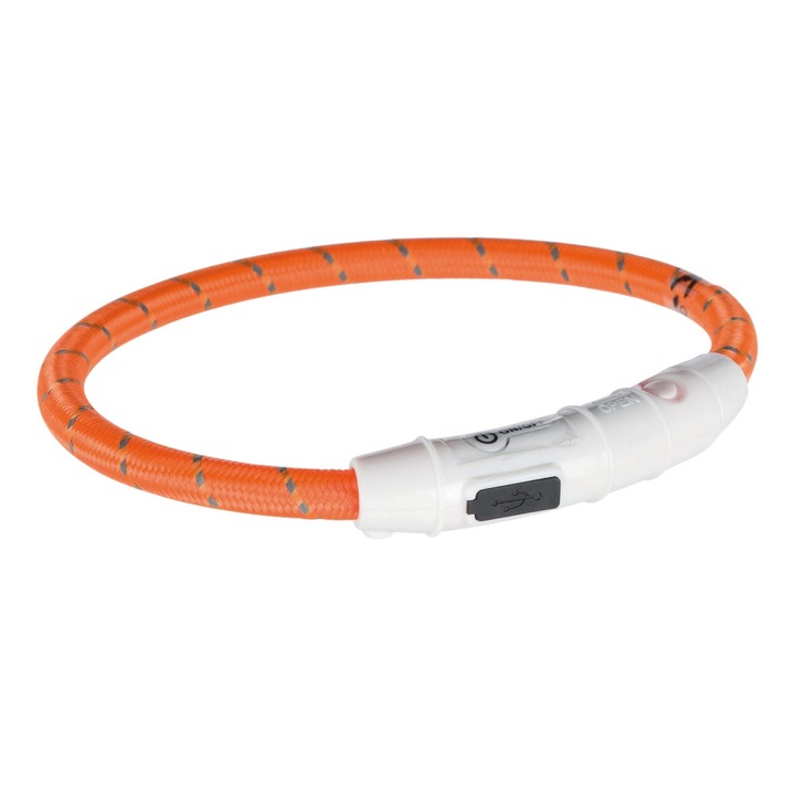 Zgarda Trixie Cu Led XS-S 35 cm/7 mm Portocaliu Cu Incarcare USB 12703