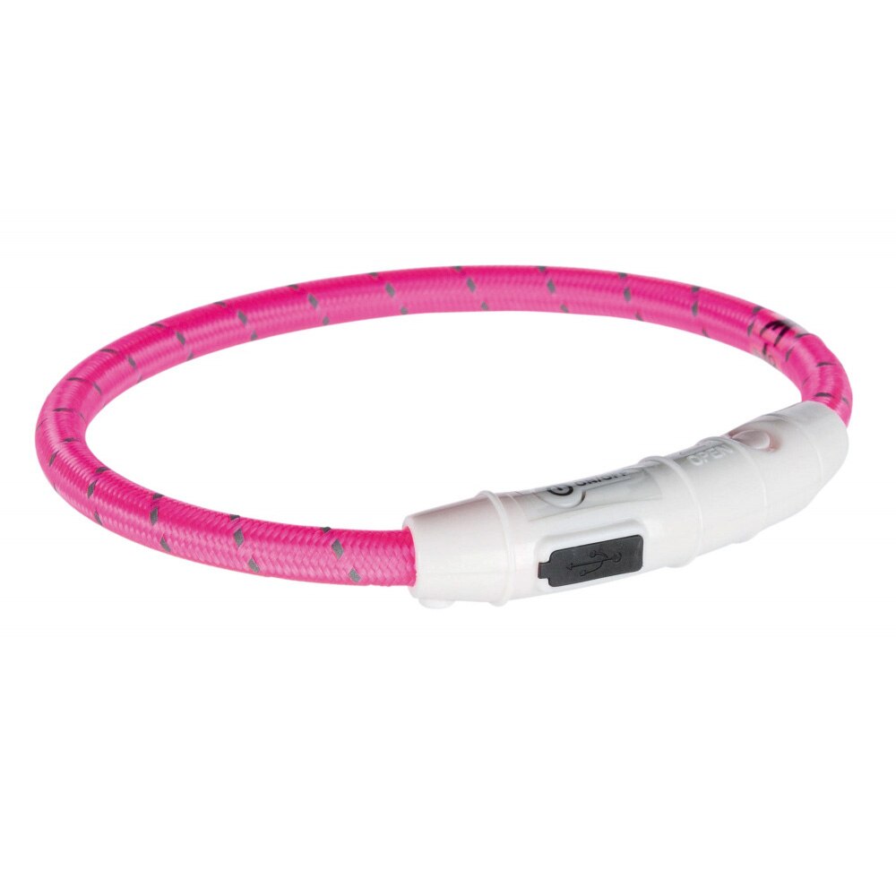 Zgarda Trixie Cu Led M-L 45 cm/7 mm Roz Cu Incarcare USB 12707