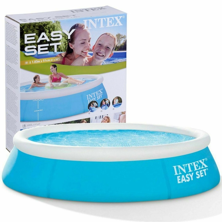 OEM Intex kerek felfújható medence, kert, udvar, gyors összeszerelés 10 perc, tartós PVC, nyár