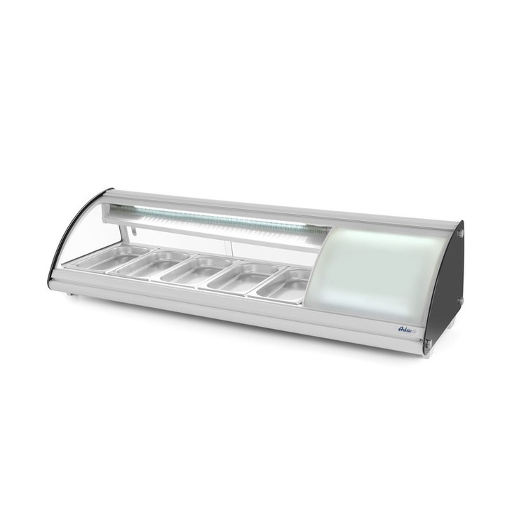 Vitrina sushi, 63 lt, pt 5 tavi GN1/3, interval temp 0-12 gr C, 160 W, geamuri glisante, corp inox, ARKTIC by Hendi, 1307x450x(H)330 mm