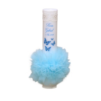 Lumanare de botez personalizata Fluturasi albastra Lumanare de botez personalizata Fluturasi albastra