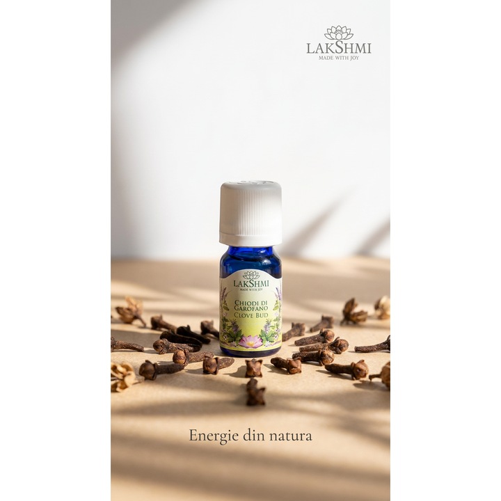 Ulei esential de cuisoare (Eugenia Caryophyllus Flower Oil) 10 ml 100% pur si organic, aromaterapie premium, energie intensa si activare profunda, Lakshmi