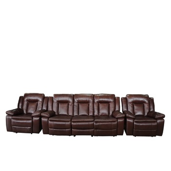 Set Ackerley, canapea 3 loc cu 2 reclinere manuale si fotolii cu recliner manual, Piele naturala, Cogniac Set Ackerley, canapea 3 loc cu 2 reclinere manuale si fotolii cu recliner manual, Piele naturala, Cogniac