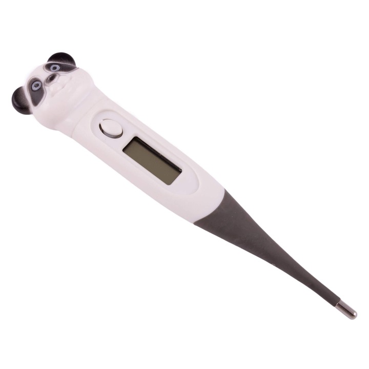 Termometru digital Impuls, in forma de urs panda, ecran LCD, Alb/Negru