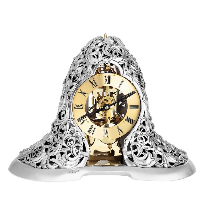 Barokk ezüst mechanikus óra ingával