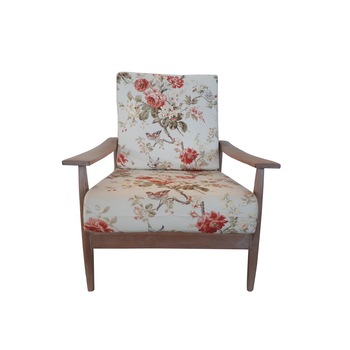 Fotoliu Retro cu brate Quadra 75X87X88 cm, flori coral Fotoliu Retro cu brate Quadra 75X87X88 cm, flori coral