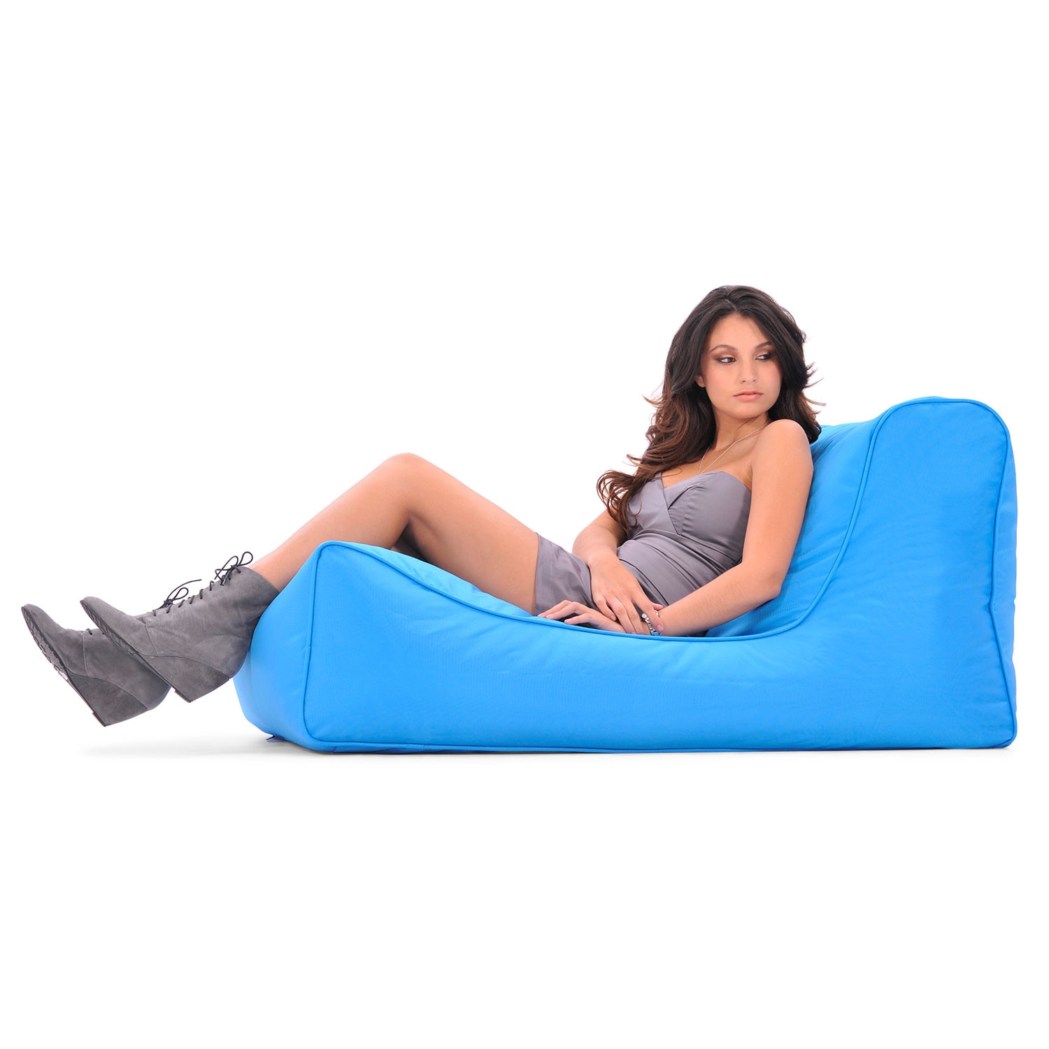 Sezlong de exterior, Ambient Lounge Studio Aqumarine, Bleu, Material premium impermeabil, Maximum confort, Pe baza de umplutura cu granule usoare