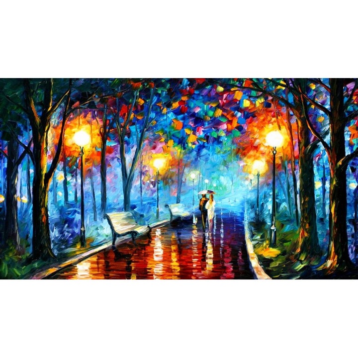 Картина на платно Абстрактна картина през нощта, 50x90 см