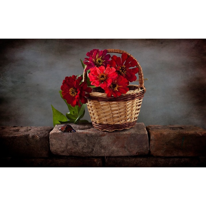 Fototapet autoadeziv Canvas Zidul cu flori, 100x70 cm