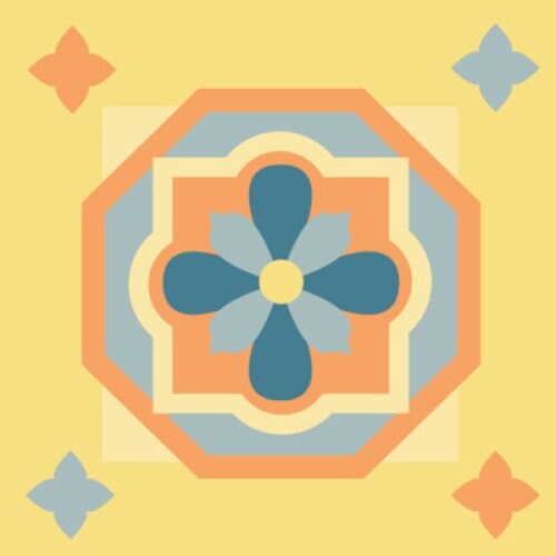 Set stickere autocolante faianta decorativa 20cm x 20cm, model decorativ galben 1