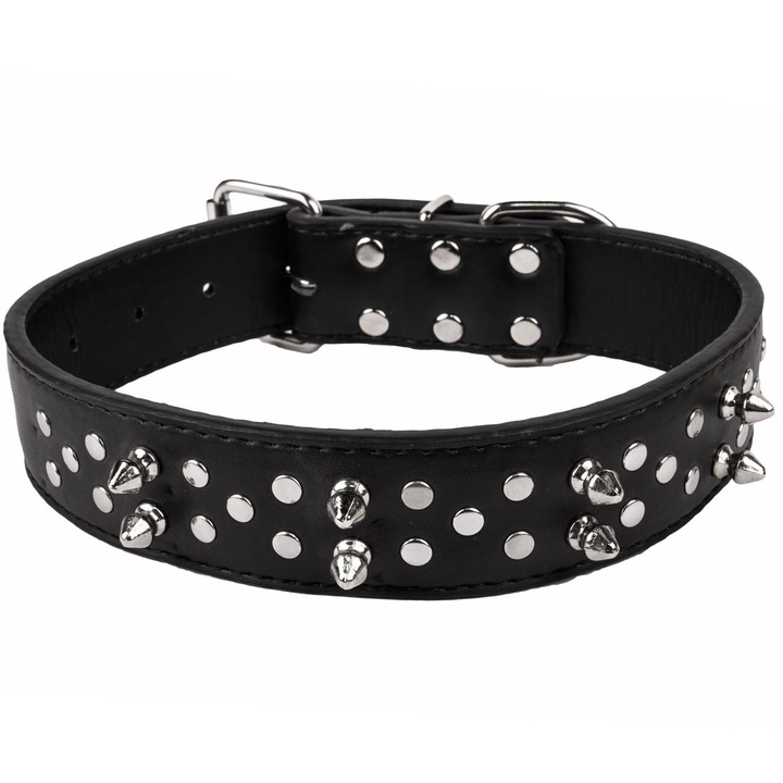 Zgarda cu tinte iMK™, Pentru caini, 60x3,8cm, Confortabila, Piele