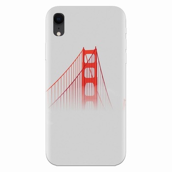 Husa silicon pentru Apple Iphone XR, Red Bridge In Clouds Husa silicon pentru Apple Iphone XR, Red Bridge In Clouds