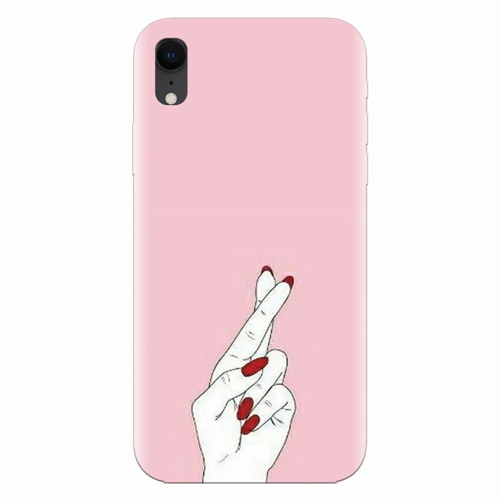 Husa silicon pentru Apple Iphone XR, Pink Finger Cross