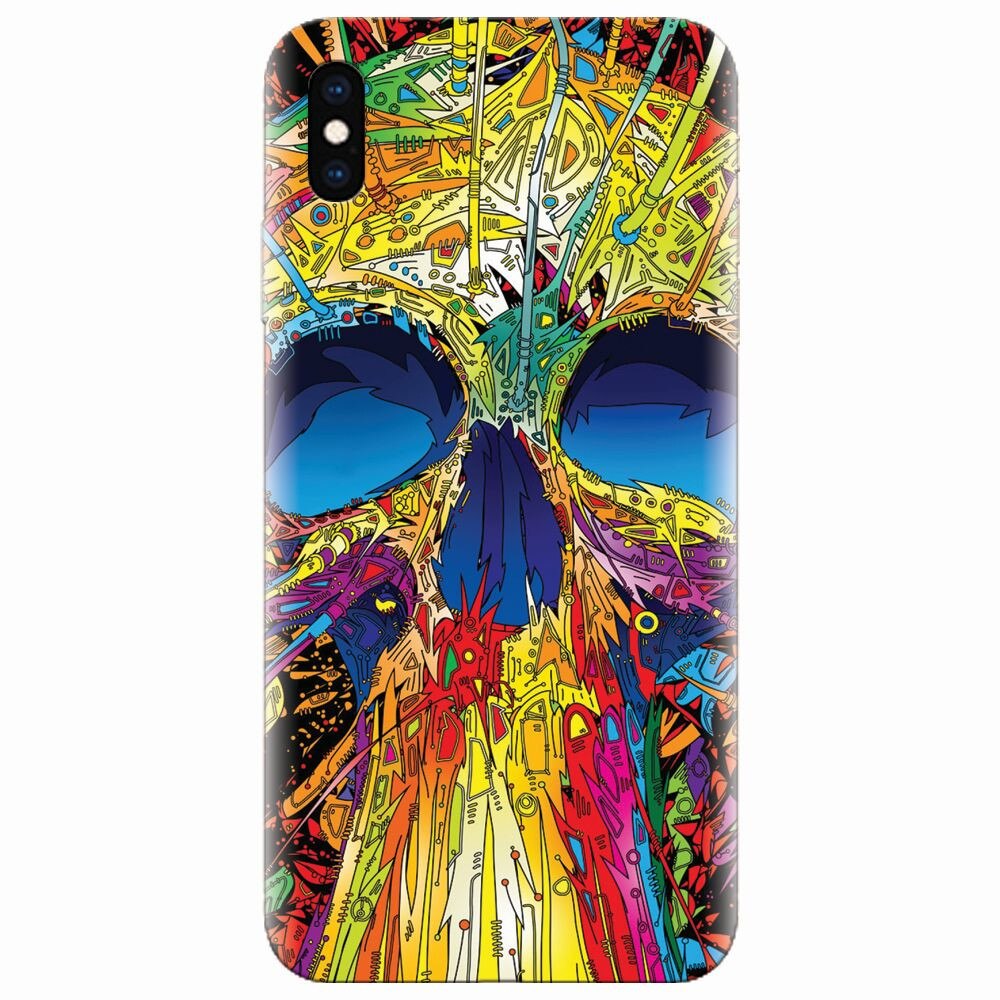 Husa silicon pentru Apple Iphone XS, Abstract Multicolored Skull