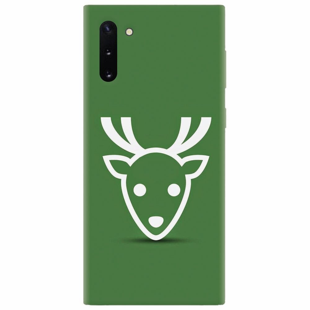 Husa silicon pentru Samsung Galaxy Note 10, Minimal Reindeer Illustration Green