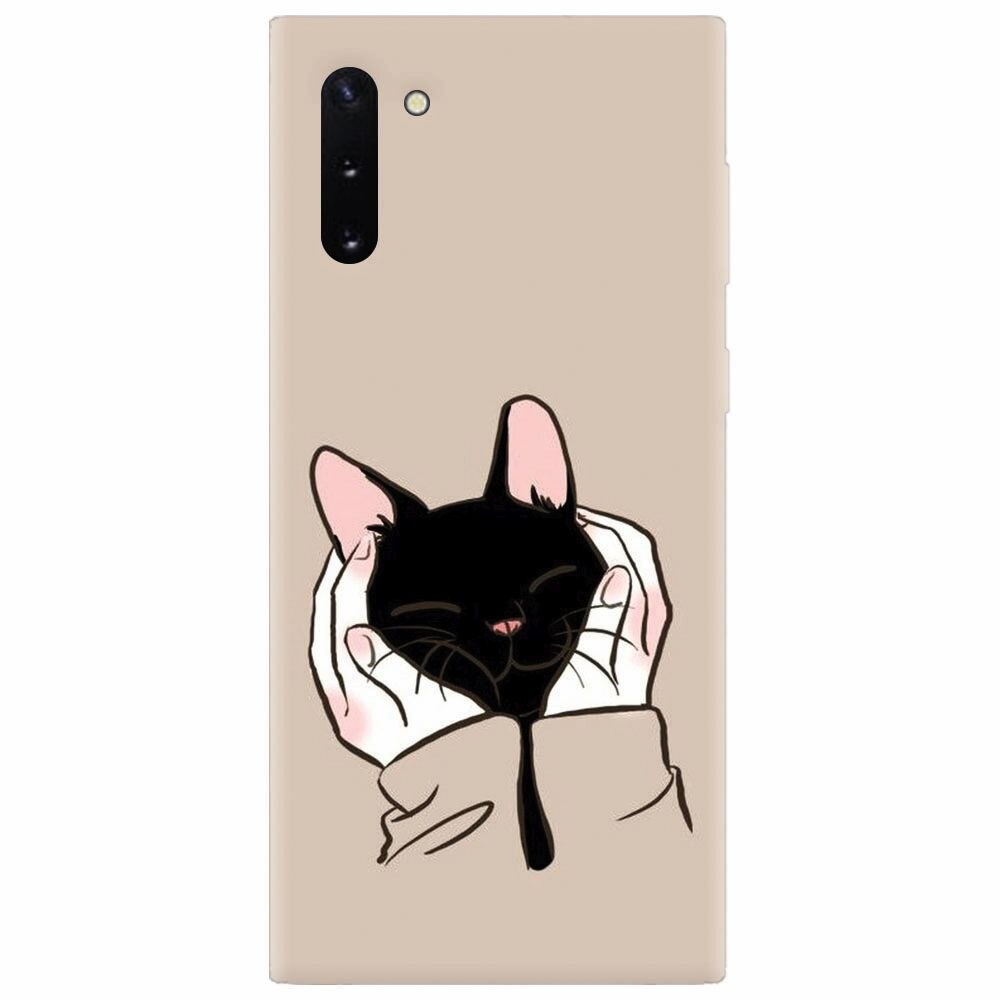 Husa silicon pentru Samsung Galaxy Note 10, Th Black Cat In Hands