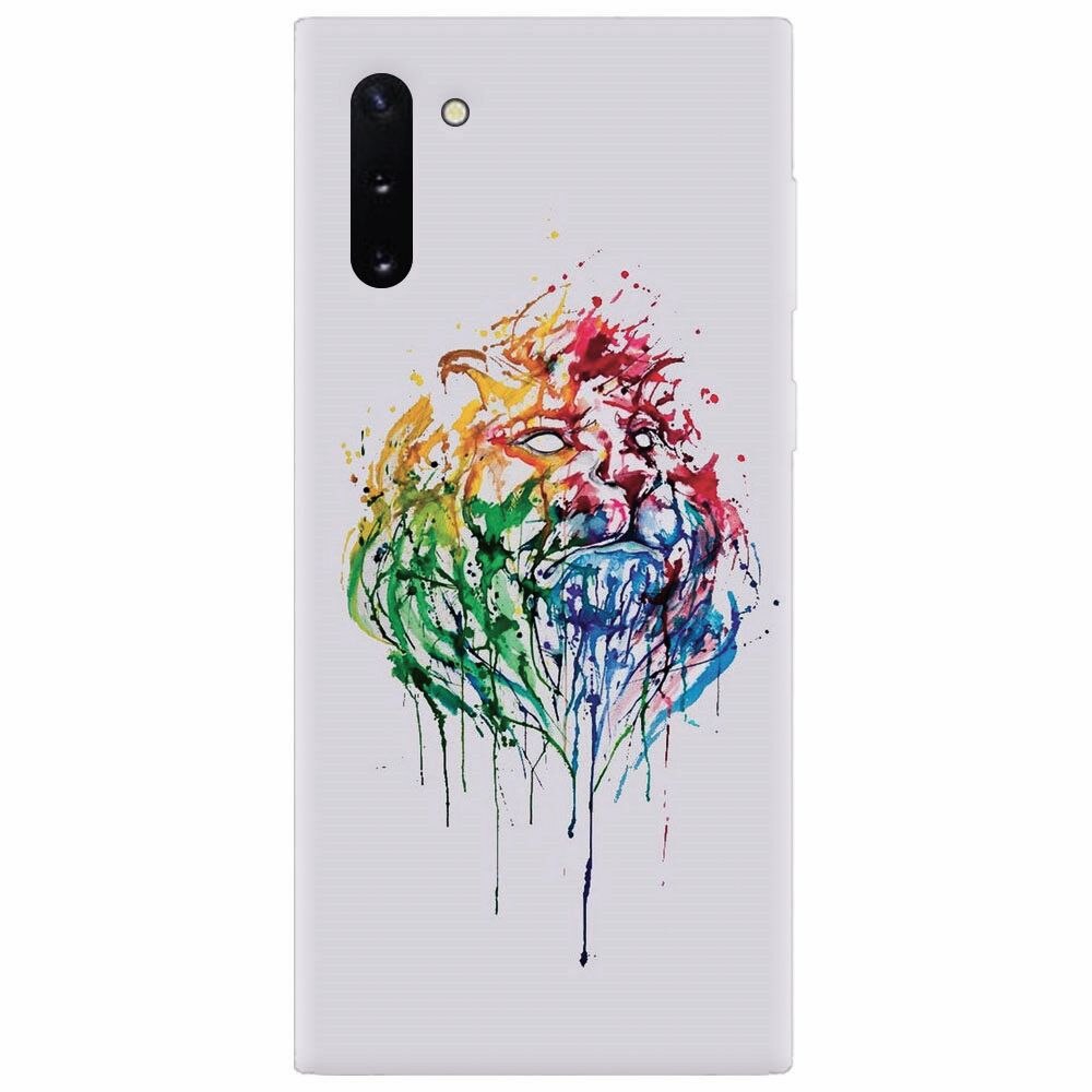 Husa silicon pentru Samsung Galaxy Note 10, Paint Illustration Lion Head