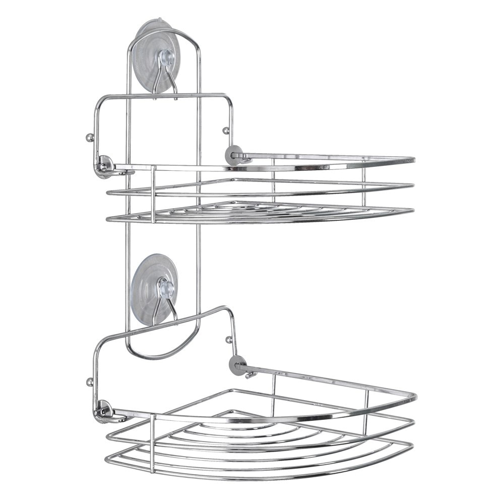 Etajera coltar baie, Poco, otel cromat, 19x19x40 cm