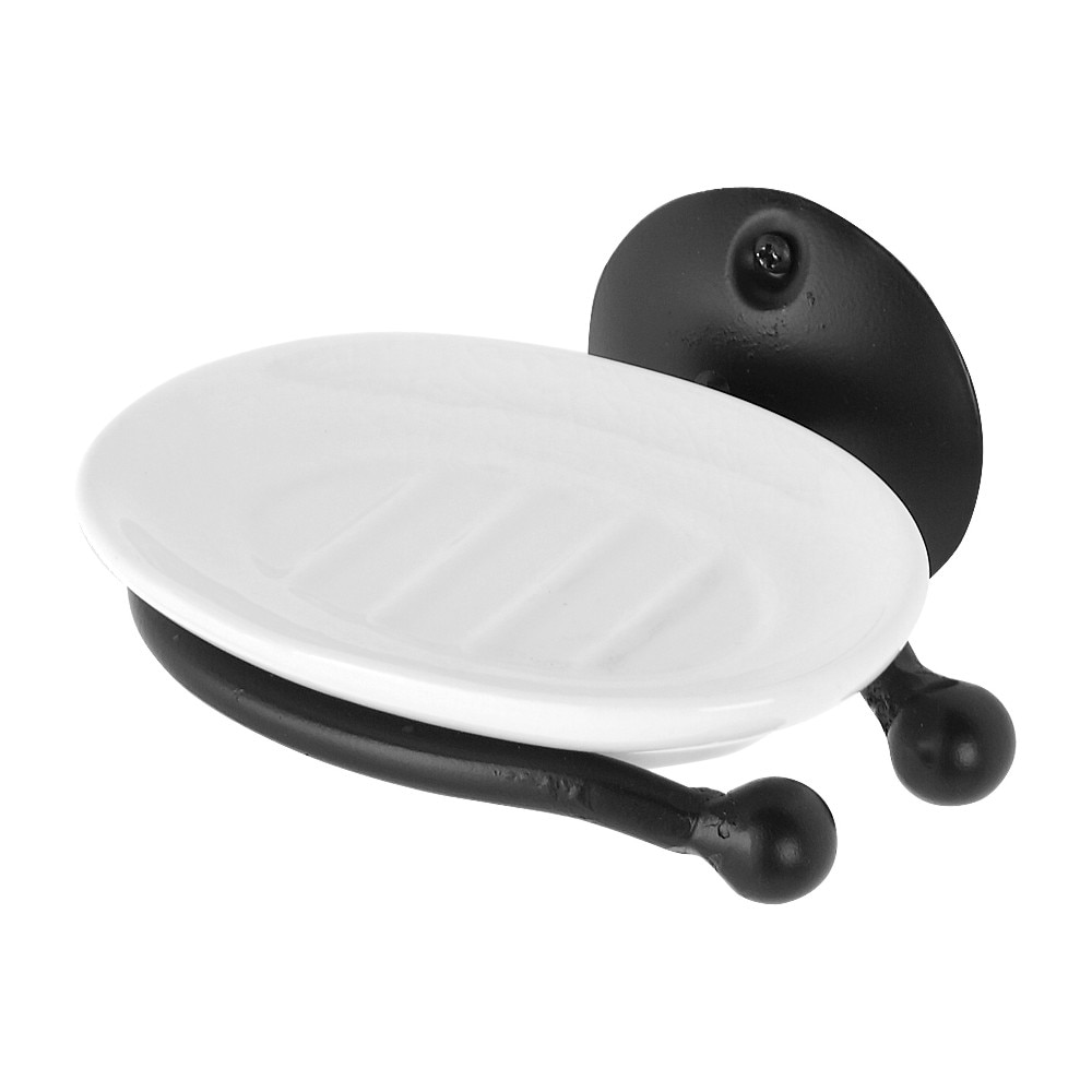 Savoniera alba cu suport din metal lucrat manual negru, Siena