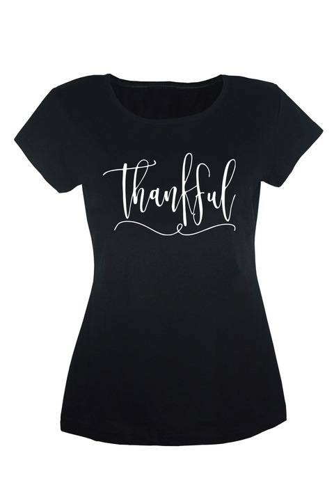 Tricou Thankful dama, Negru
