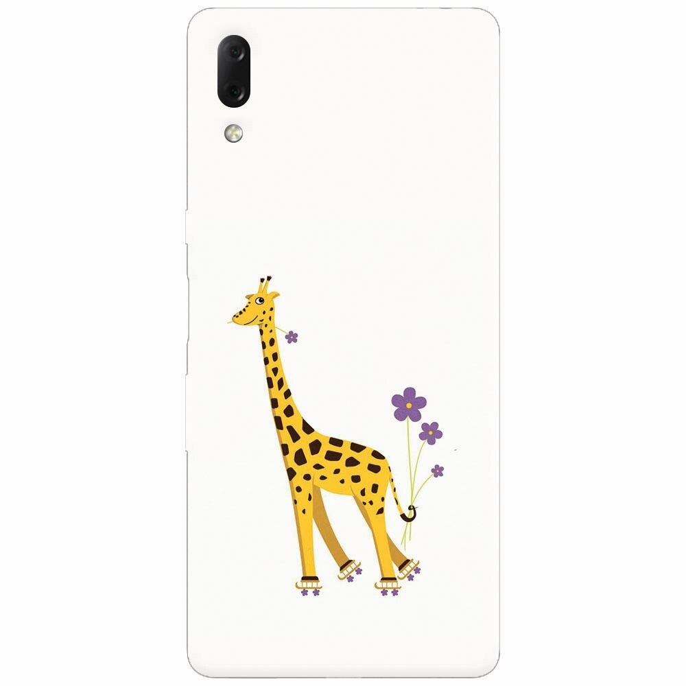 Husa silicon pentru Sony Xperia L3, Rollerskating Girafe Illustration