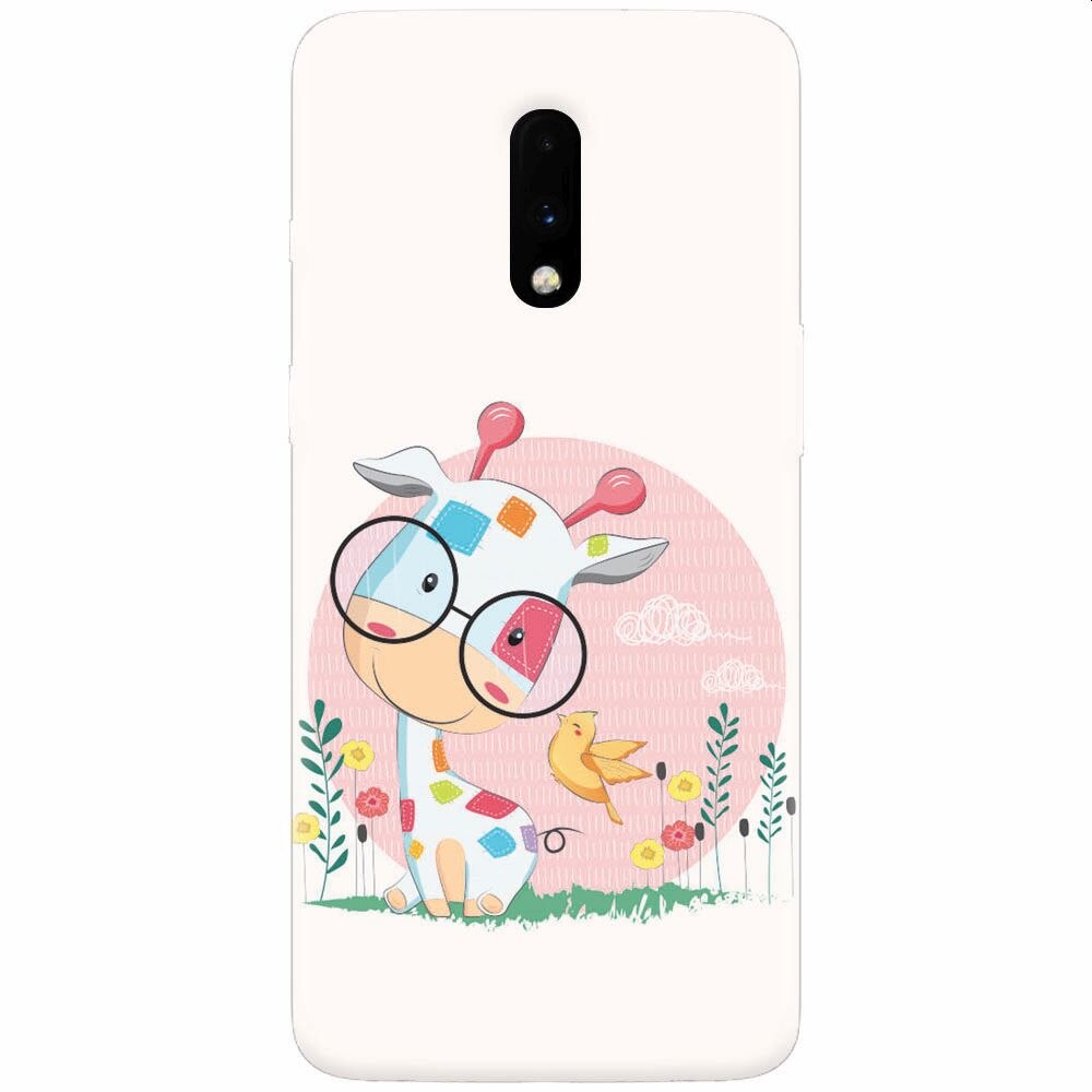 Husa silicon pentru OnePlus 7, Baby Giraffe