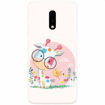Husa silicon pentru OnePlus 7, Baby Giraffe Husa silicon pentru OnePlus 7, Baby Giraffe