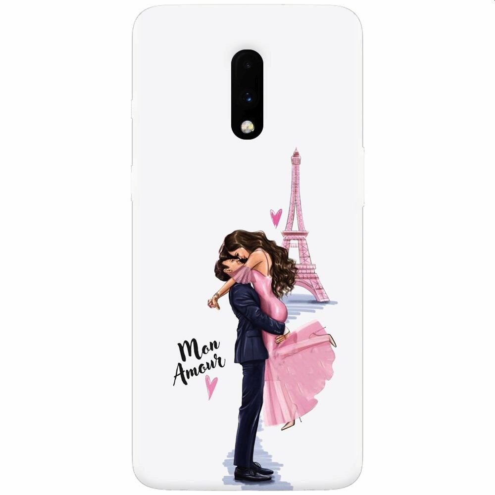 Husa silicon pentru OnePlus 7, Paris Love Mon Amour