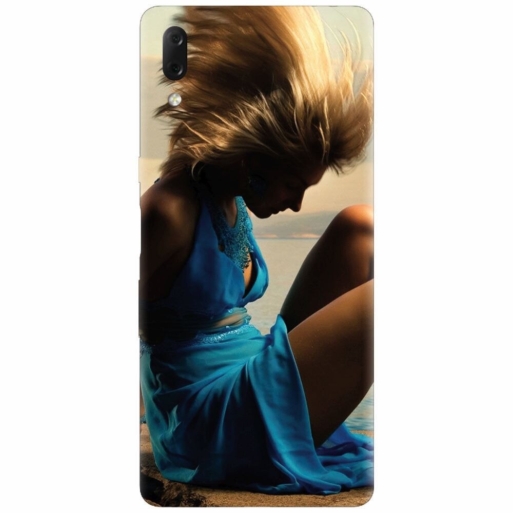 Husa silicon pentru Sony Xperia L3, Girl In Blue Dress