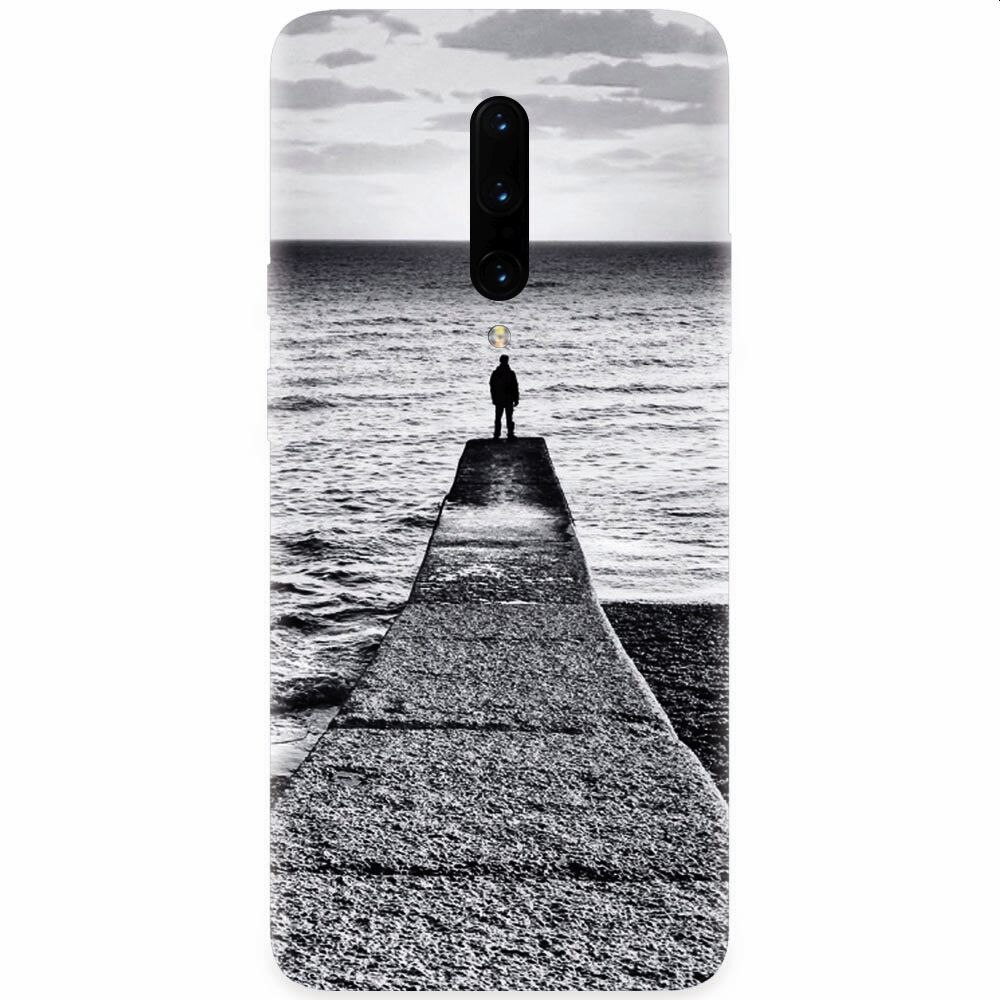 Husa silicon pentru OnePlus 7 Pro, Abstract Dock Man Grey