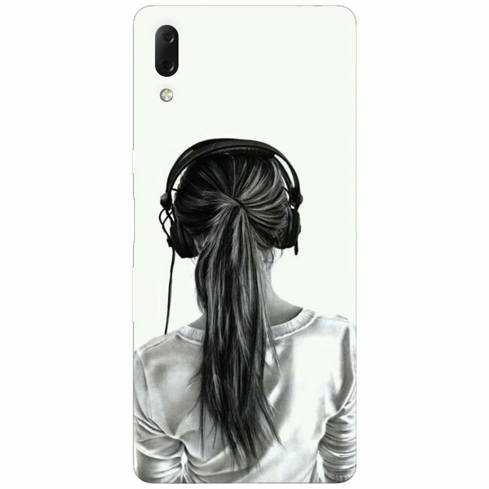 Husa silicon pentru Sony Xperia L3, Girl With Headphone