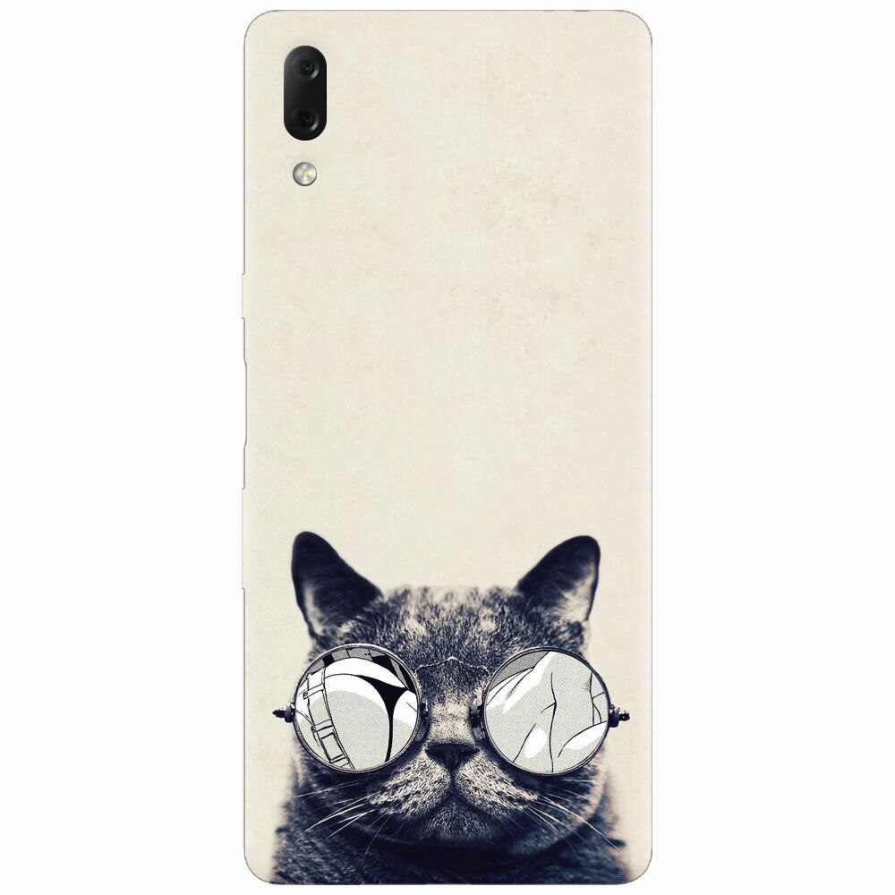 Husa silicon pentru Sony Xperia L3, Cool Cat Glasses