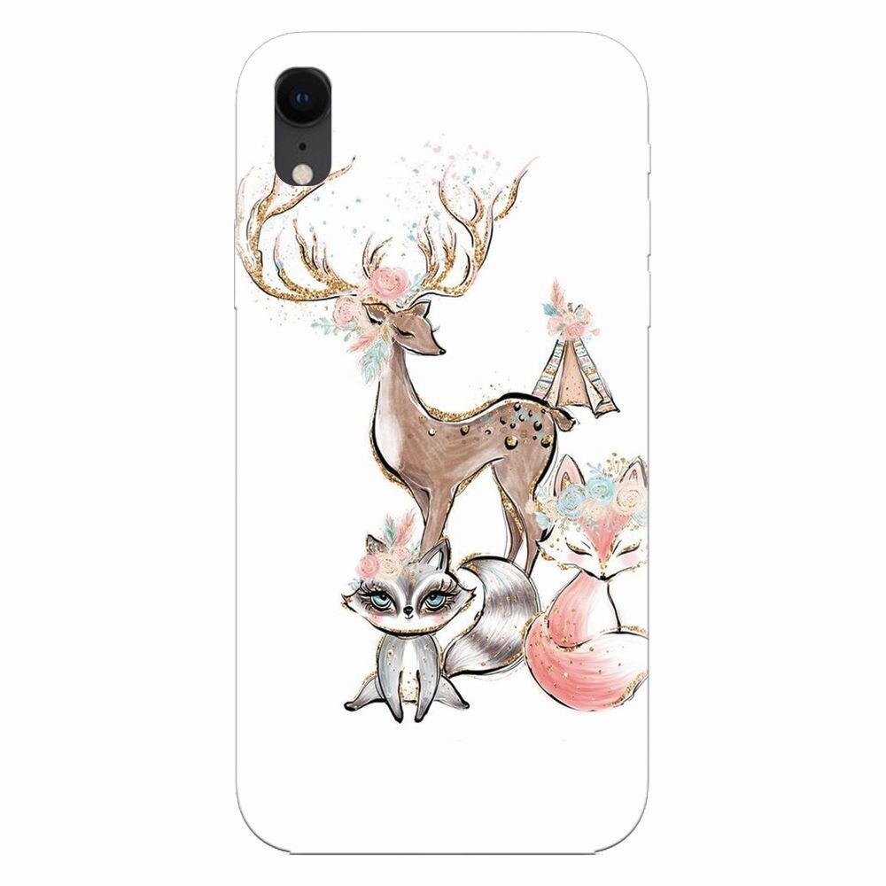 Husa silicon pentru Apple Iphone XR, Foxs And Deer