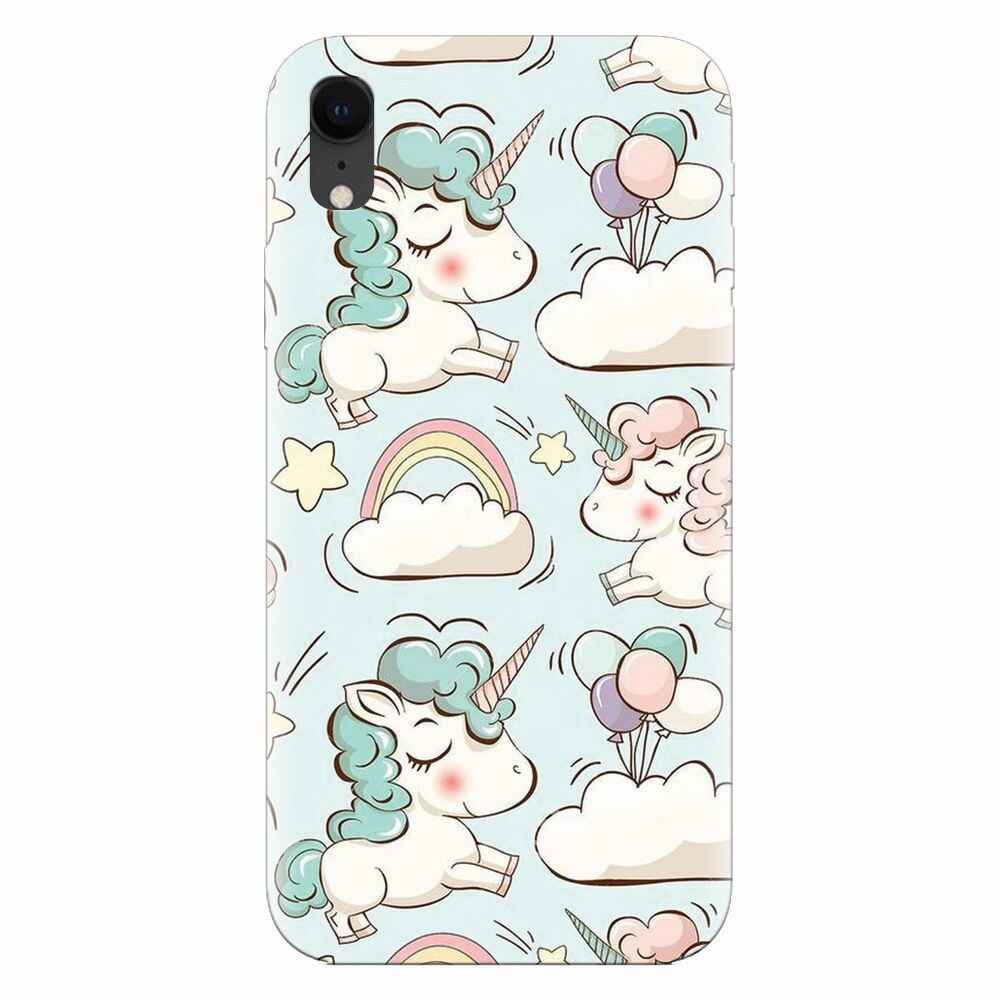 Husa silicon pentru Apple Iphone XR, Unicorns And Clouds