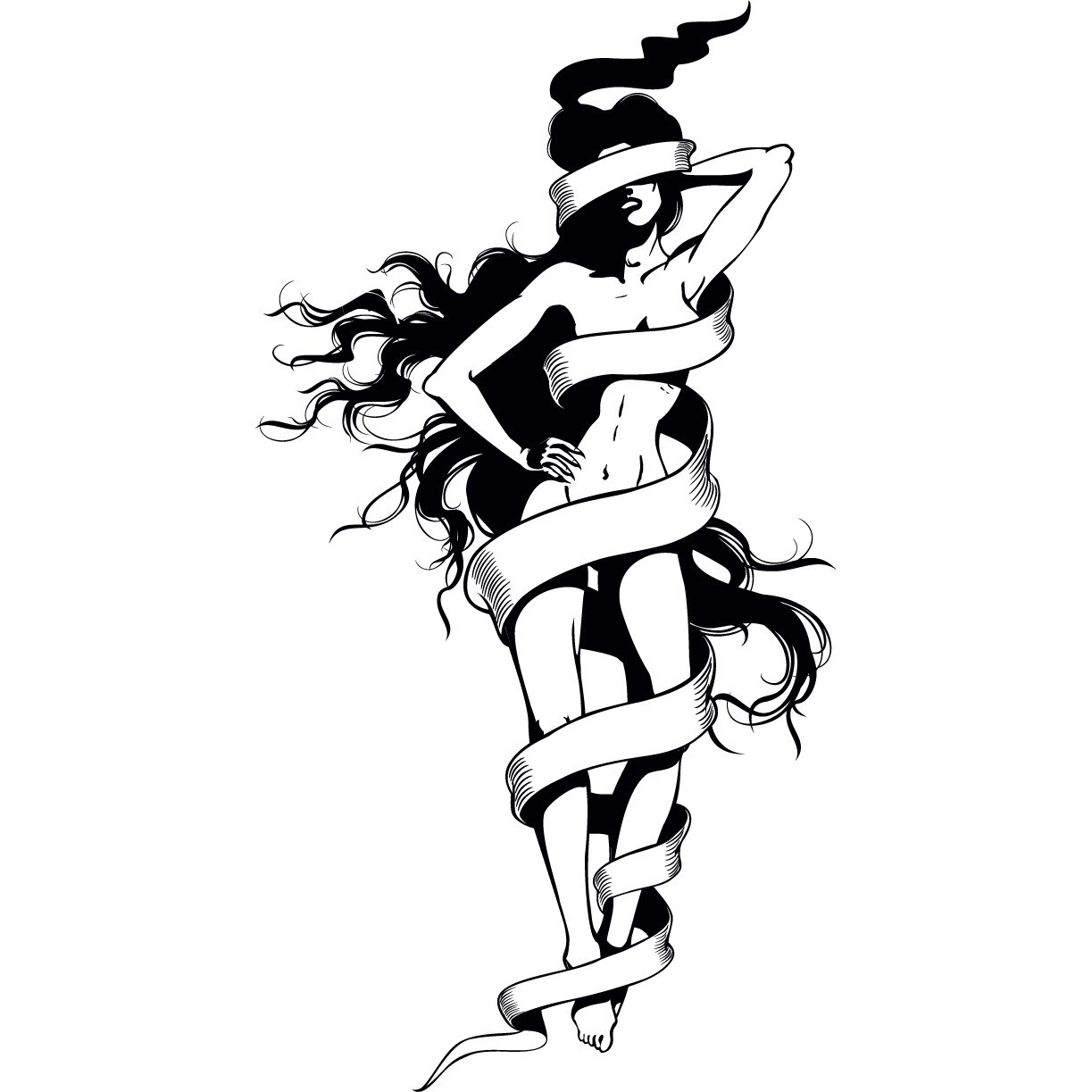 Nud de femeie - Sticker Decorativ - Negru - 60 x 113 cm