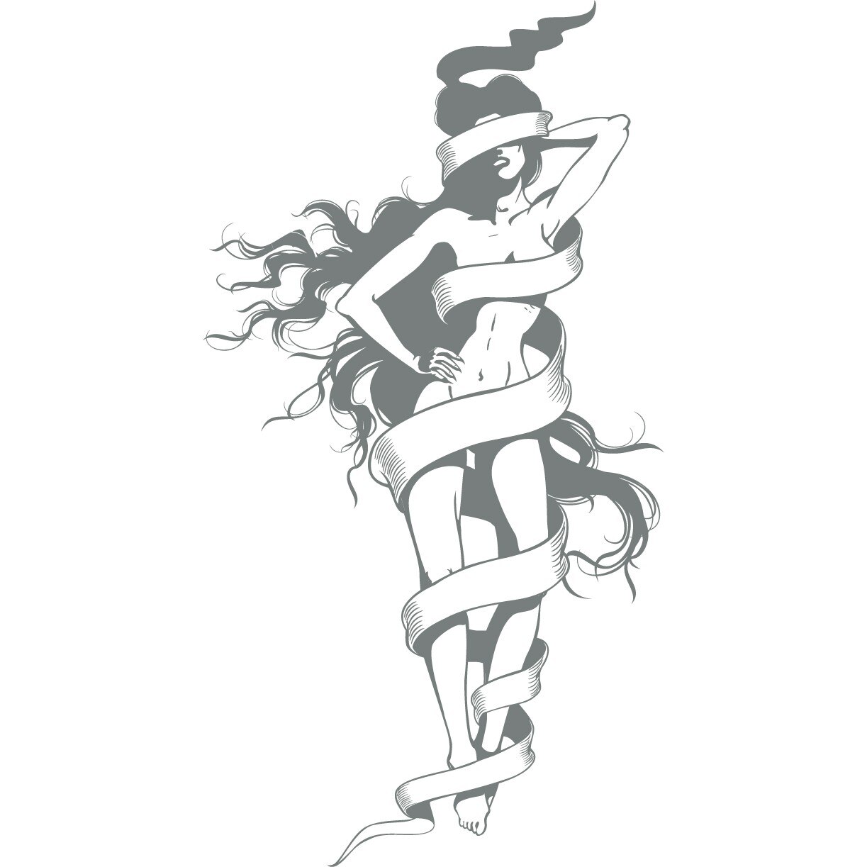 Nud de femeie - Sticker Decorativ - Gri Metal - 80 x 150 cm