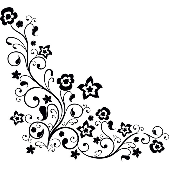 Flori e x otice - Sticker Decorativ - Negru - 83 x 90 cm