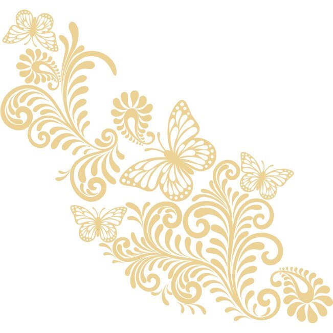 Decor cu fluturi - Sticker Decorativ - Bej - 117 x 110 cm